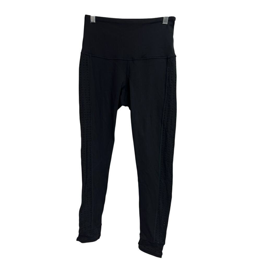 PrAna Faro Embroidered Eyelet Side and Cuff Trim Detailed Leggings Black Small